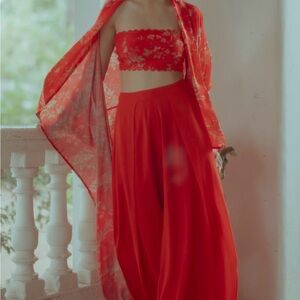 Red Floral Two-Piece Set